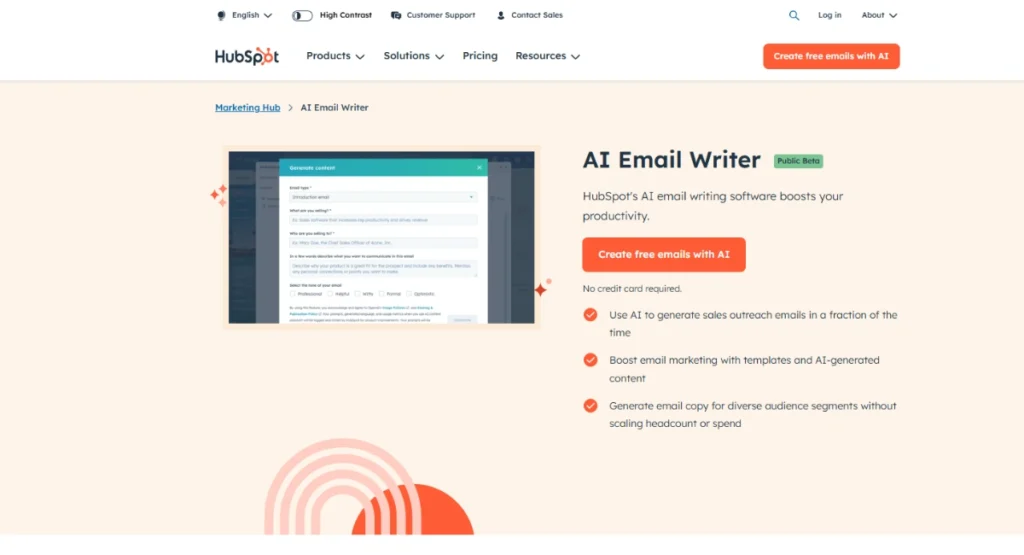 HubSpot AI Email Writer